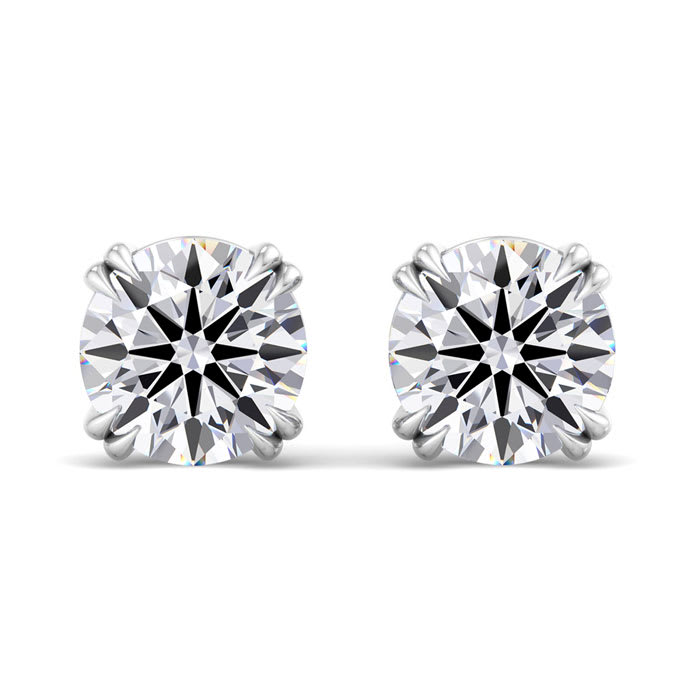 4 Carat Lab Grown Diamond Earrings In 14 Karat White Gold, Double Prong Setting