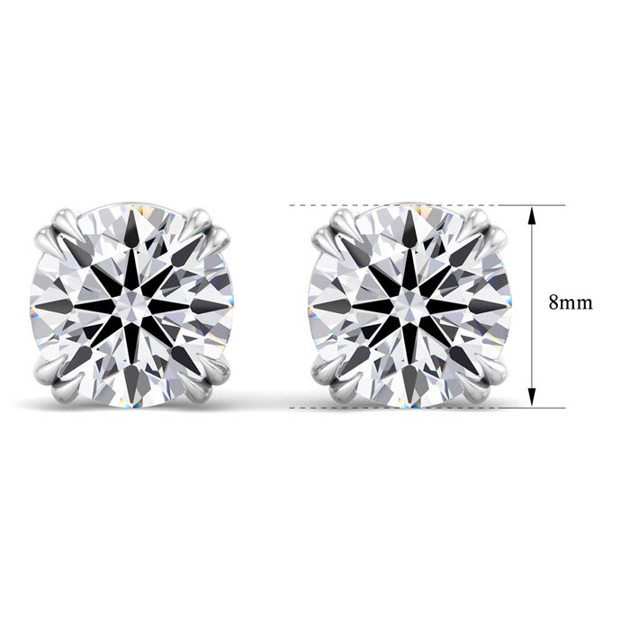 4 Carat Lab Grown Diamond Earrings In 14 Karat White Gold, Double Prong Setting