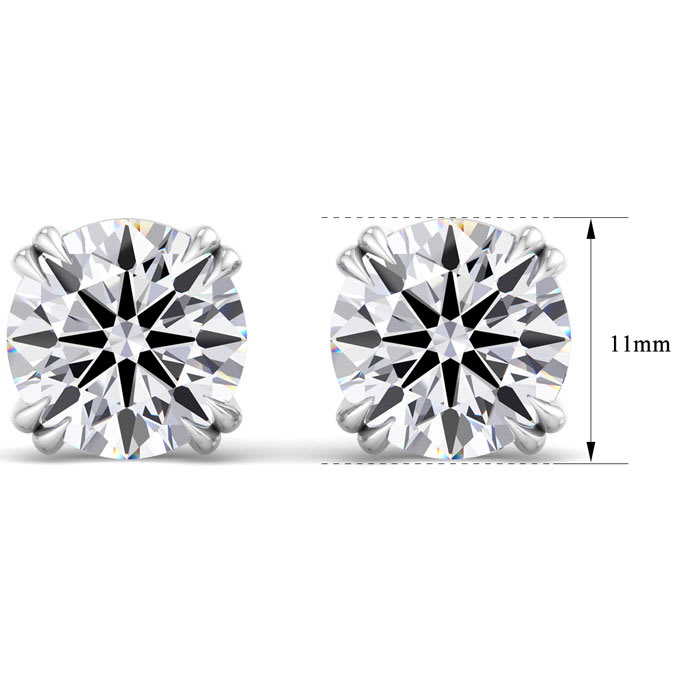 10 Carat Lab Grown Diamond Earrings In 14 Karat White Gold, Double Prong Setting