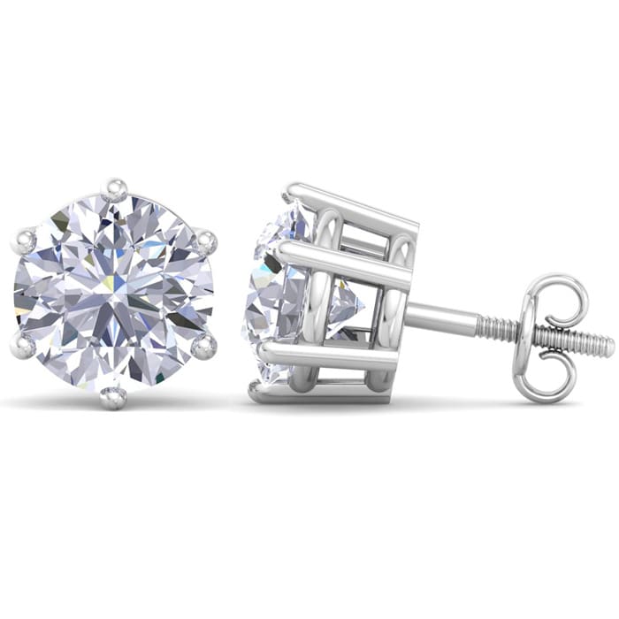 Lab Grown Diamond Earrings 6 Carat Diamond Stud Earrings