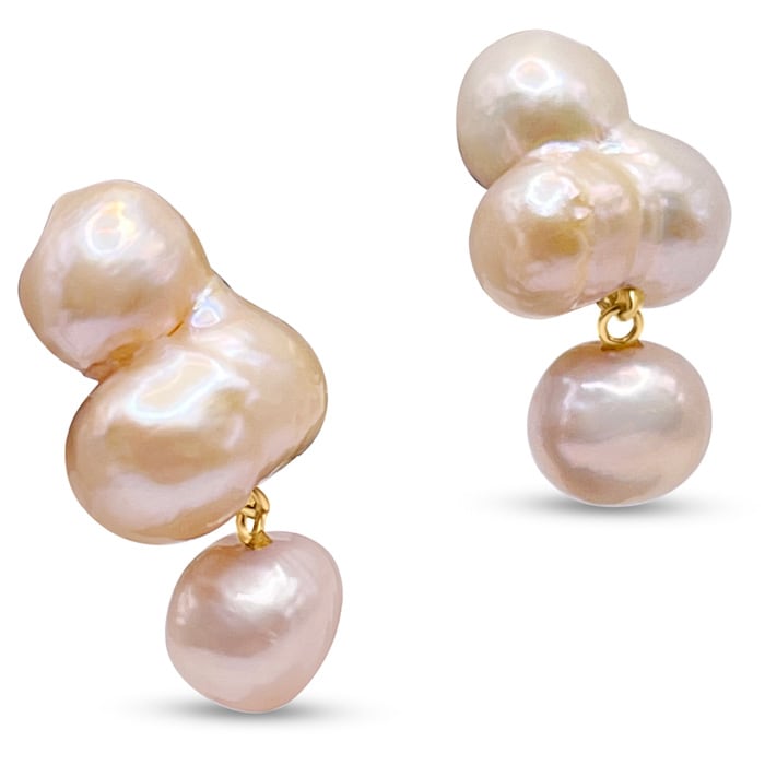 Pink pearl clip on earrings online