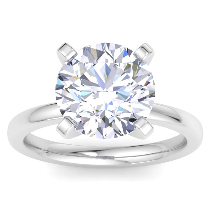5 Carat Round Shape Lab Grown Diamond Ring In 14K White Gold, Solitaire