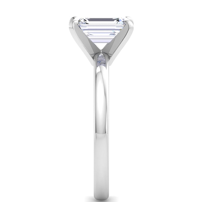 2 Carat Emerald Cut Lab Grown Diamond Ring In 14K White Gold, Solitaire