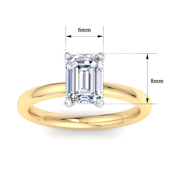 2 Carat Emerald Cut Lab Grown Diamond Ring In 14K Yellow Gold, Solitaire