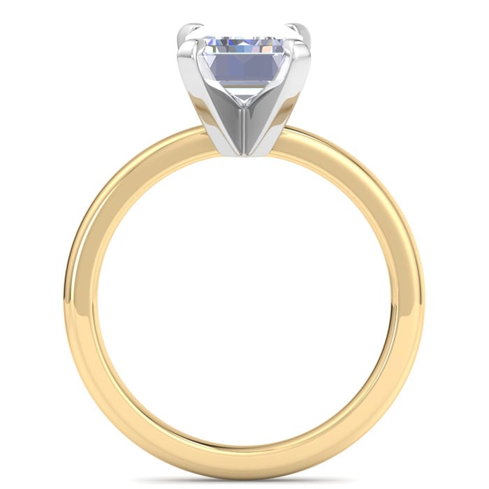 3 Carat Emerald Cut Lab Grown Diamond Ring In 14K Yellow Gold, Solitaire