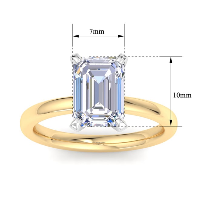 3 Carat Emerald Cut Lab Grown Diamond Ring In 14K Yellow Gold, Solitaire