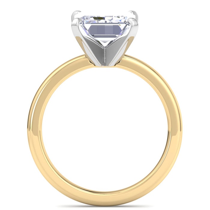 4 Carat Emerald Cut Lab Grown Diamond Ring In 14K Yellow Gold, Solitaire
