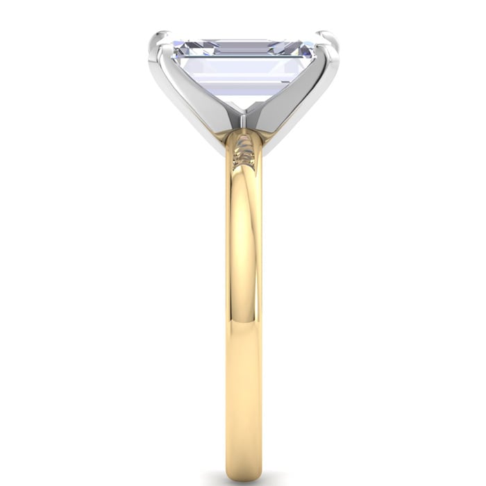 4 Carat Emerald Cut Lab Grown Diamond Ring In 14K Yellow Gold, Solitaire