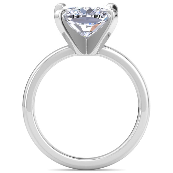 4 Carat Cushion Cut Lab Grown Diamond Ring In 14K White Gold, Solitaire