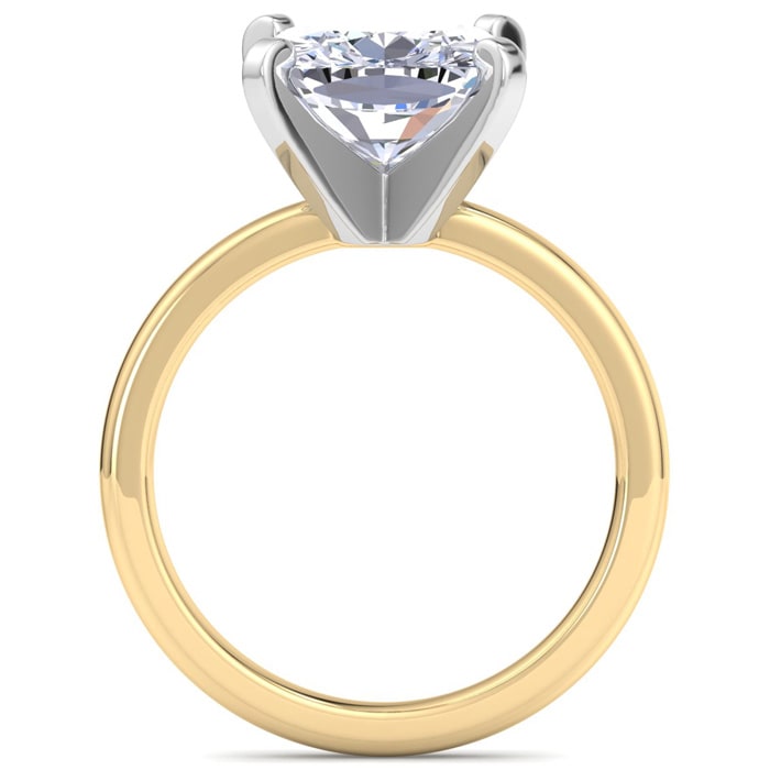 4 Carat Cushion Cut Lab Grown Diamond Ring In 14K Yellow Gold, Solitaire