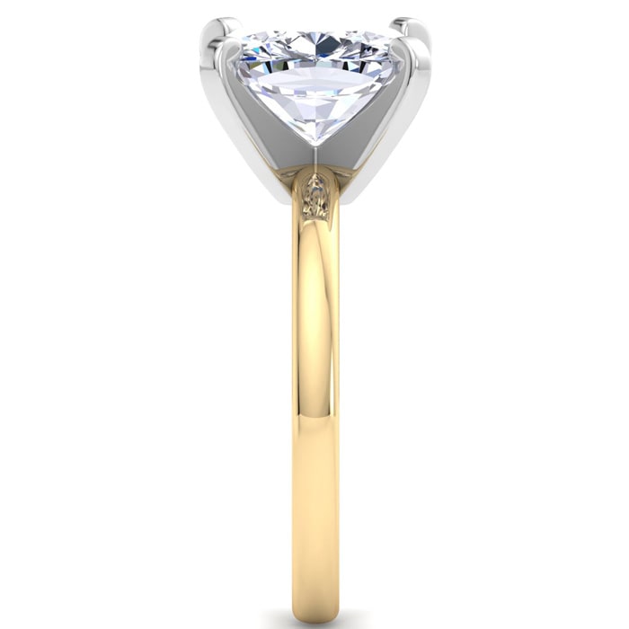 4 Carat Cushion Cut Lab Grown Diamond Ring In 14K Yellow Gold, Solitaire