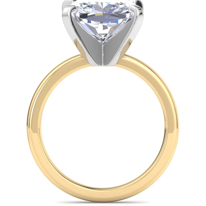 5 Carat Cushion Cut Lab Grown Diamond Ring In 14K Yellow Gold, Solitaire
