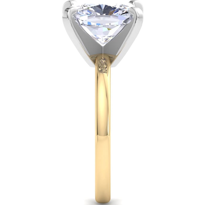 5 Carat Cushion Cut Lab Grown Diamond Ring In 14K Yellow Gold, Solitaire