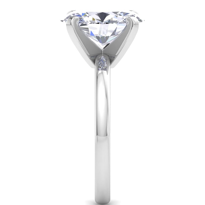 4 Carat Oval Shape Lab Grown Diamond Ring In 14K White Gold, Solitaire