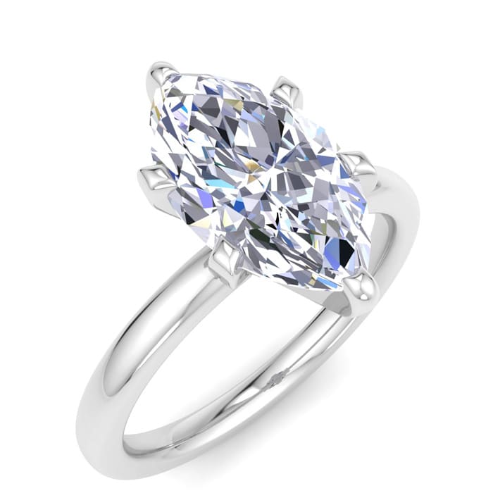 2 Carat Marquise Shape Lab Grown Diamond Ring In 14K White Gold, Solitaire