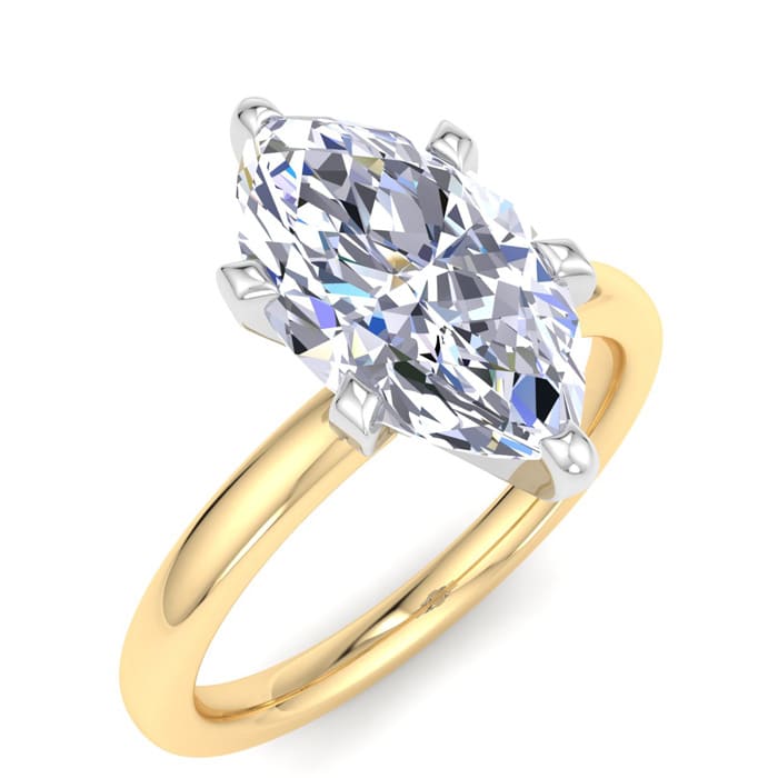2 Carat Marquise Shape Lab Grown Diamond Ring In 14K Yellow Gold, Solitaire