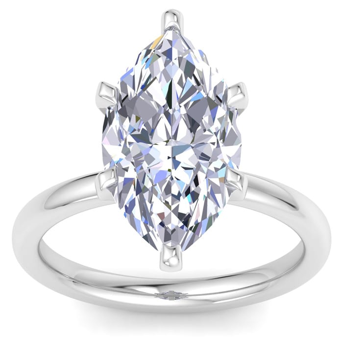 5 Carat Marquise Shape Lab Grown Diamond Ring In 14K White Gold, Solitaire