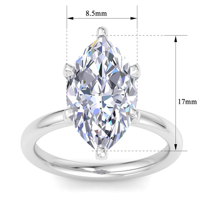 5 Carat Marquise Shape Lab Grown Diamond Ring In 14K White Gold, Solitaire