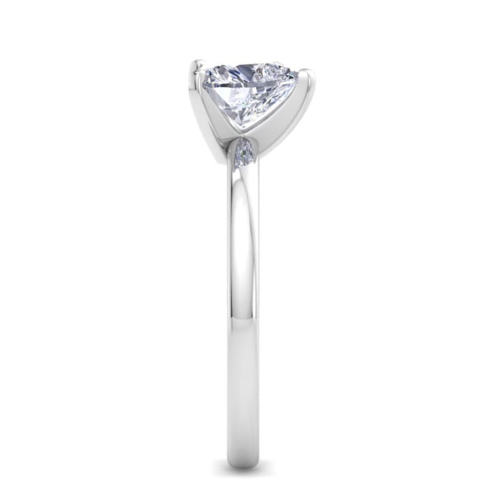 1 Carat Heart Shape Lab Grown Diamond Ring In 14K White Gold, Solitaire