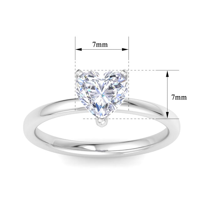 1 Carat Heart Shape Lab Grown Diamond Ring In 14K White Gold, Solitaire
