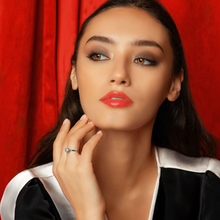 1 Carat Heart Shape Lab Grown Diamond Ring In 14K White Gold, Solitaire