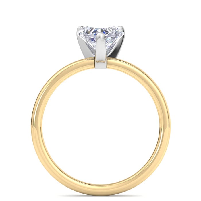 1 Carat Heart Shape Lab Grown Diamond Ring In 14K Yellow Gold, Solitaire