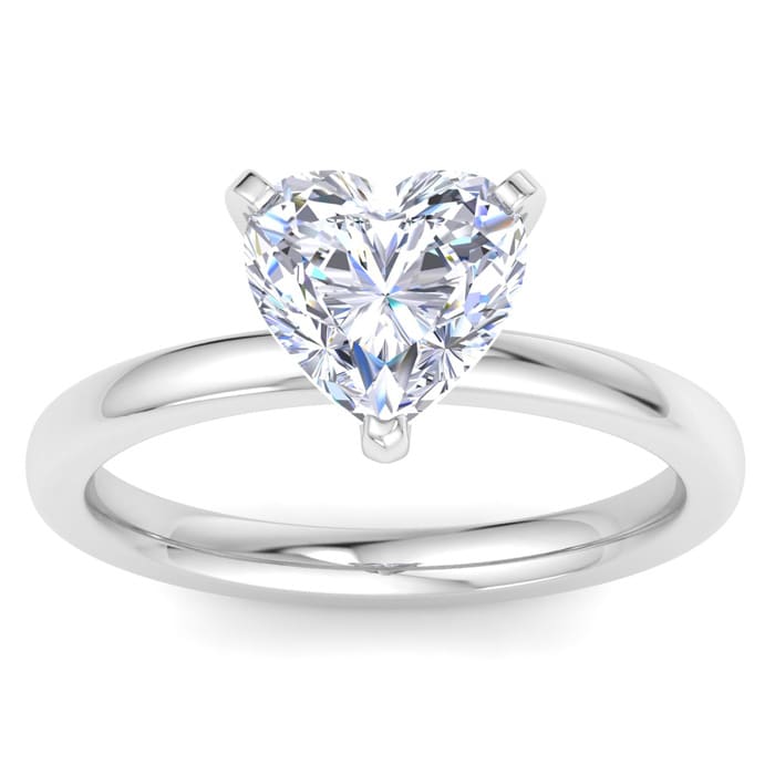 2 Carat Heart Shape Lab Grown Diamond Solitaire Engagement Ring In 14K White Gold (G-H,VS)