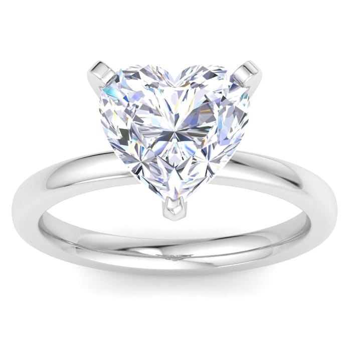 3 Carat Heart Shape Lab Grown Diamond Solitaire Engagement Ring In 14K White Gold (G-H,VS)