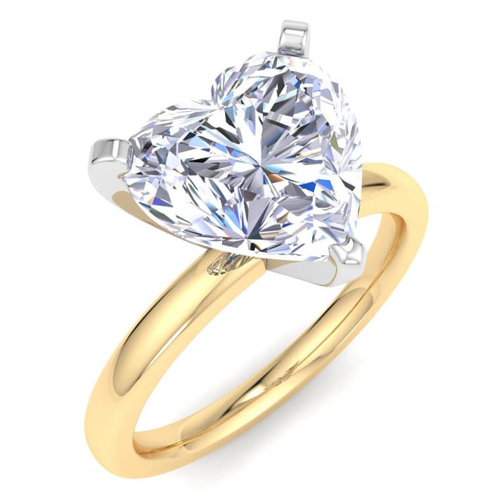 3 Carat Heart Shape Lab Grown Diamond Ring In 14K Yellow Gold, Solitaire