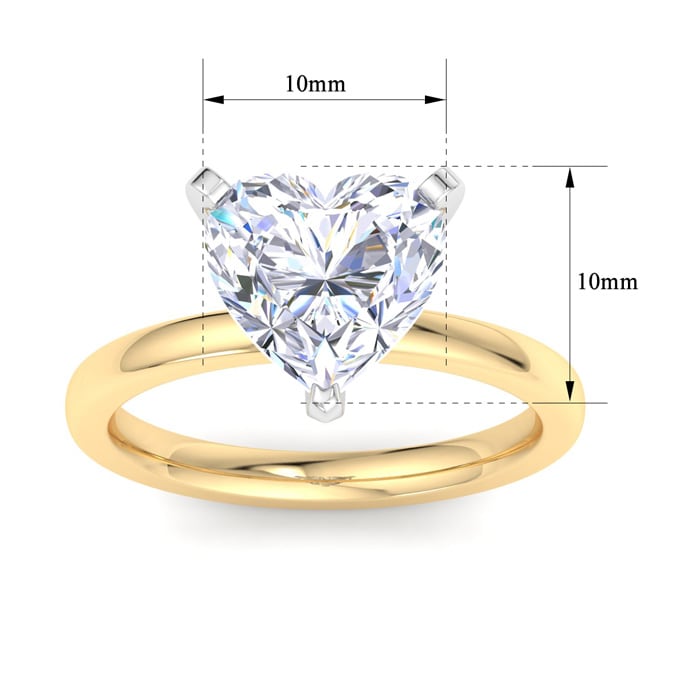 3 Carat Heart Shape Lab Grown Diamond Ring In 14K Yellow Gold, Solitaire