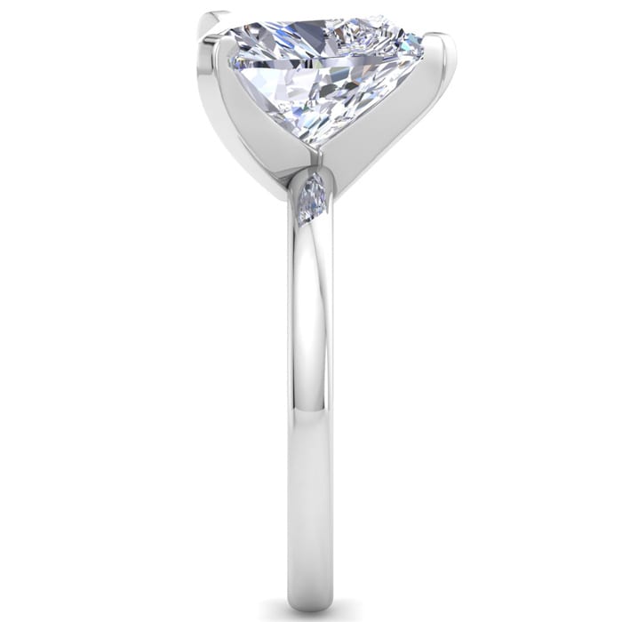 5 Carat Heart Shape Lab Grown Diamond Ring In 14K White Gold, Solitaire