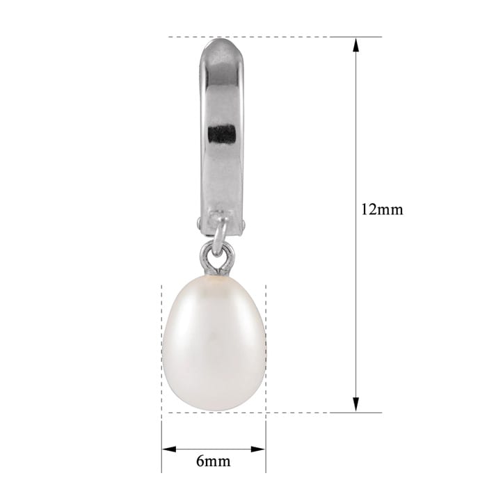 Pearl Drop Earrings With 5.5-6MM Freshwater Cultured Pearls In 14 Karat White Gold, 1/2 Inch