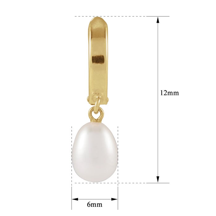 Pearl Drop Earrings With 5.5-6MM Freshwater Cultured Pearls In 14 Karat Yellow Gold, 1/2 Inch