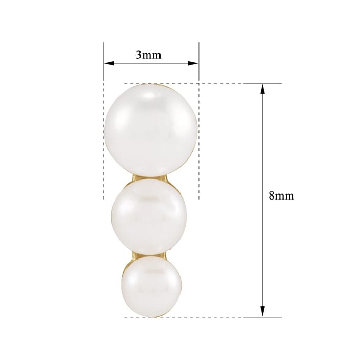 Pearl Drop Earrings With 2-3MM Freshwater Cultured Pearls In 14 Karat Yellow Gold, 1/3 Inch