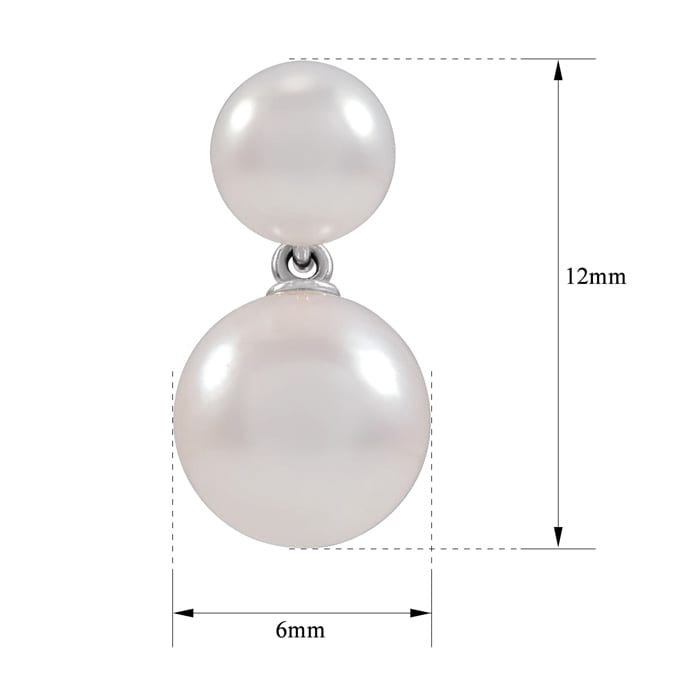 Pearl Drop Earrings With 4-6MM Akoya Pearls In 14 Karat White Gold, 1/2 Inch