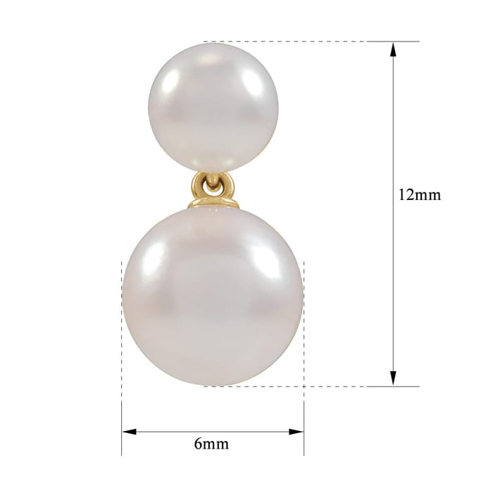 Pearl Drop Earrings With 4-6MM Akoya Pearls In 14 Karat Yellow Gold, 1/2 Inch
