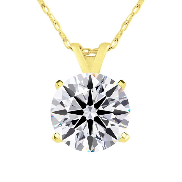 2 Carat Round Shape Lab Grown Diamond Solitaire Necklace In 14K Yellow Gold