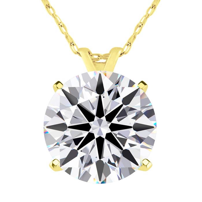 4 Carat Round Shape Lab Grown Diamond Solitaire Necklace In 14K Yellow Gold