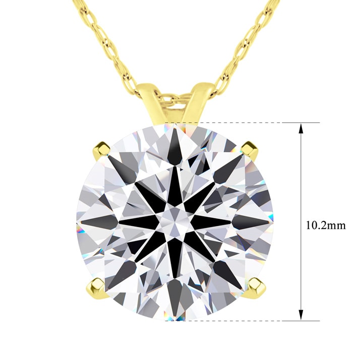 4 Carat Round Shape Lab Grown Diamond Solitaire Necklace In 14K Yellow Gold