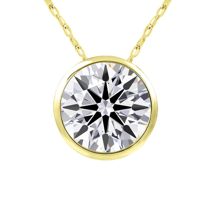 2 Carat Round Shape Lab Grown Diamond Solitaire Necklace In 14K Yellow Gold