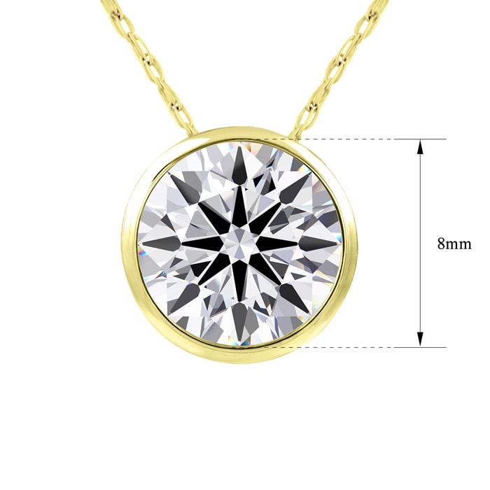 2 Carat Round Shape Lab Grown Diamond Solitaire Necklace In 14K Yellow Gold