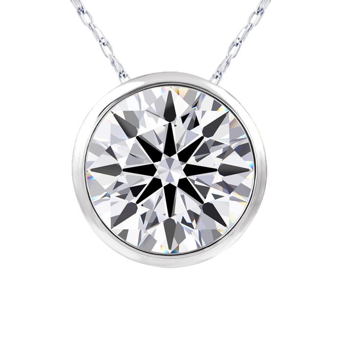 3 Carat Round Shape Lab Grown Diamond Solitaire Necklace In 14K White Gold