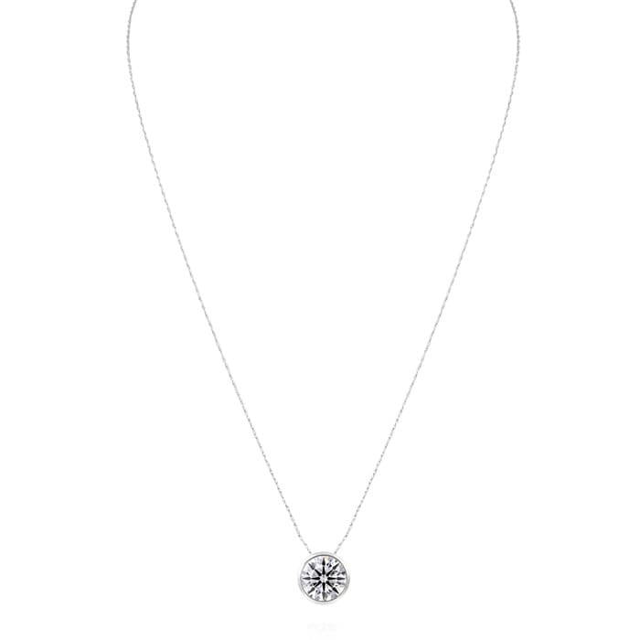 3 Carat Round Shape Lab Grown Diamond Solitaire Necklace In 14K White Gold
