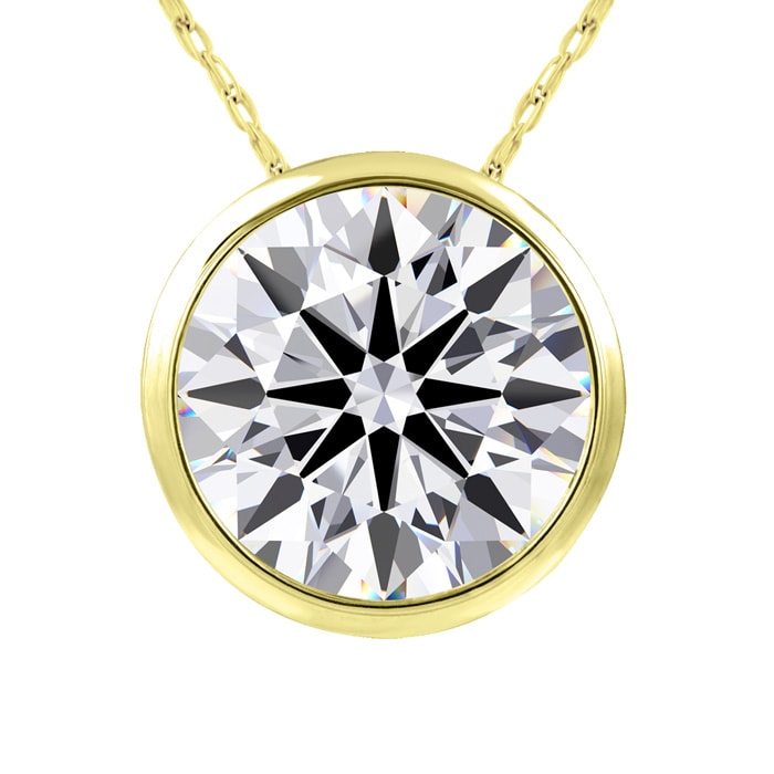 4 Carat Round Shape Lab Grown Diamond Solitaire Necklace In 14K Yellow Gold