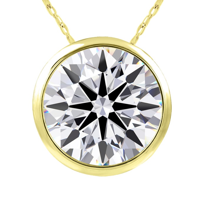 5 Carat Round Shape Lab Grown Diamond Solitaire Necklace In 14K Yellow Gold