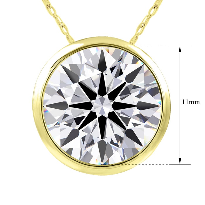 5 Carat Round Shape Lab Grown Diamond Solitaire Necklace In 14K Yellow Gold