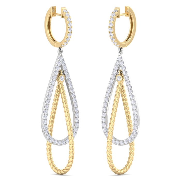 Diamond hoop cheap earrings 2 inches