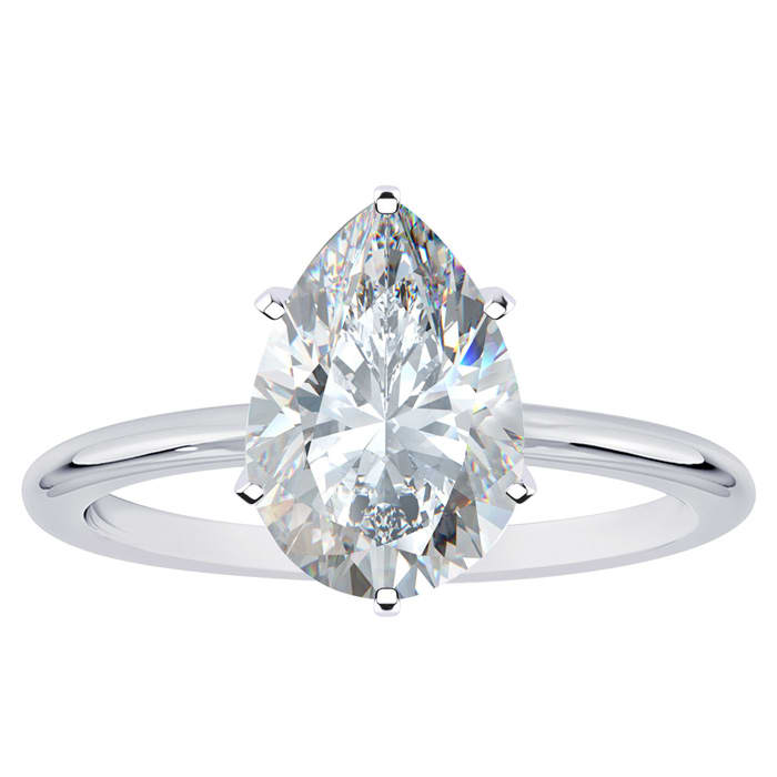 14 Karat White Gold Semi Mount for 2 Carat Pear Diamond