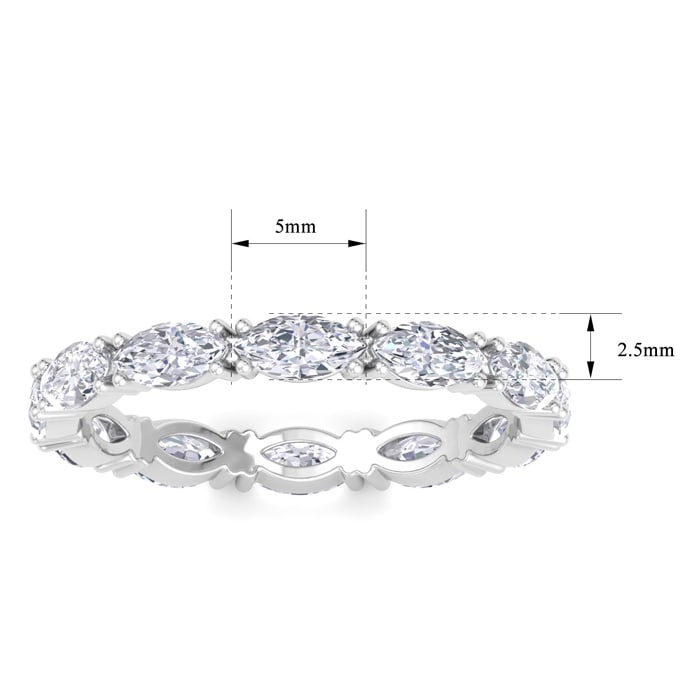 1 3/4 Carat Marquise Shape Lab Grown Diamond Eternity Ring In 14 Karat White Gold, Ring Size 6