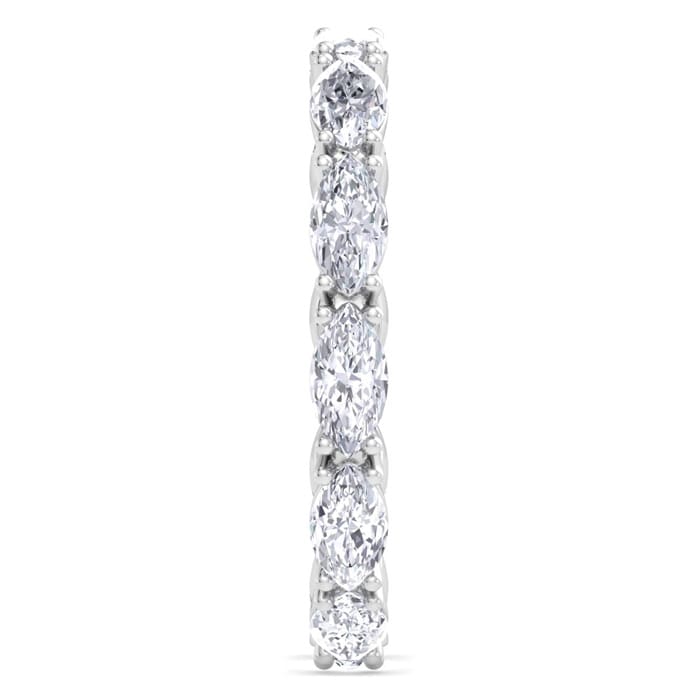 2 Carat Marquise Shape Lab Grown Diamond Eternity Ring In 14 Karat White Gold, Ring Size 9
